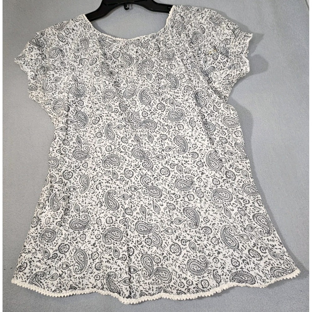 Gloria Vanderbilt Boho Chic Paisley Shirt Size Large Lace Panel Cottagecore EUC - Picture 2 of 9